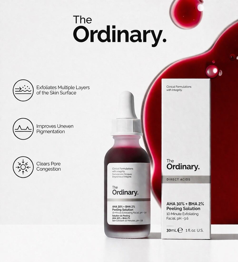 The Ordinary. - AHA 30% + BHA 2% Peeling Solution - 1 fl oz/ 30 mL